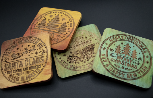 Coasters Christmas Wood Coasters - Set of 4
