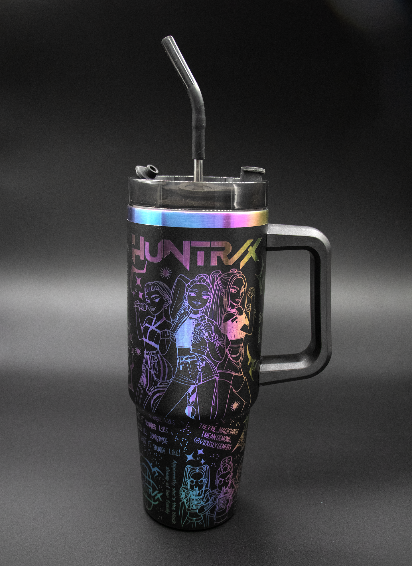 30oz Demon Hunters- Full Wrap Black with Rainbow Print