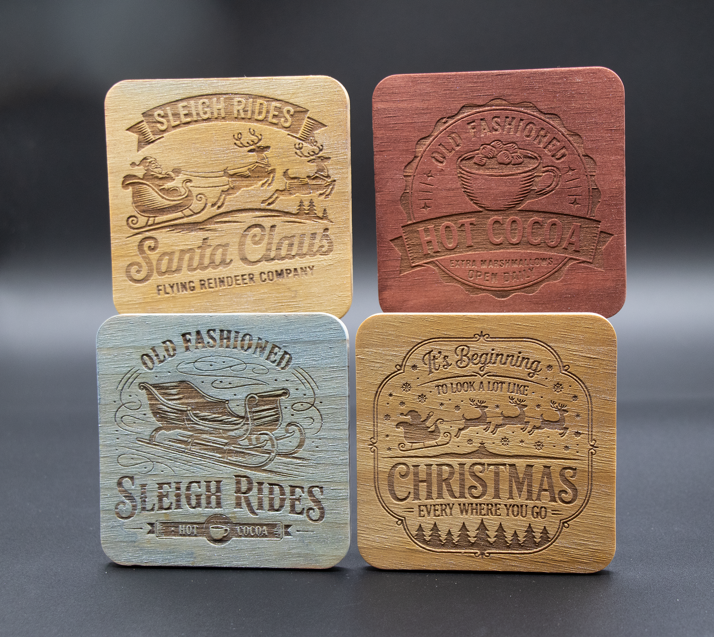 Coasters - Christmas Sleigh Rides - Set of 4