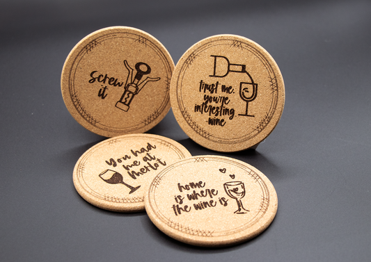 Coasters - Cork - Wine Drink Set of 4