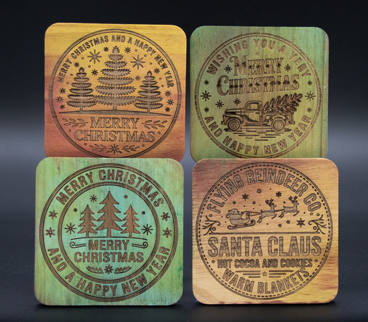 Coasters Christmas Wood Coasters - Set of 4